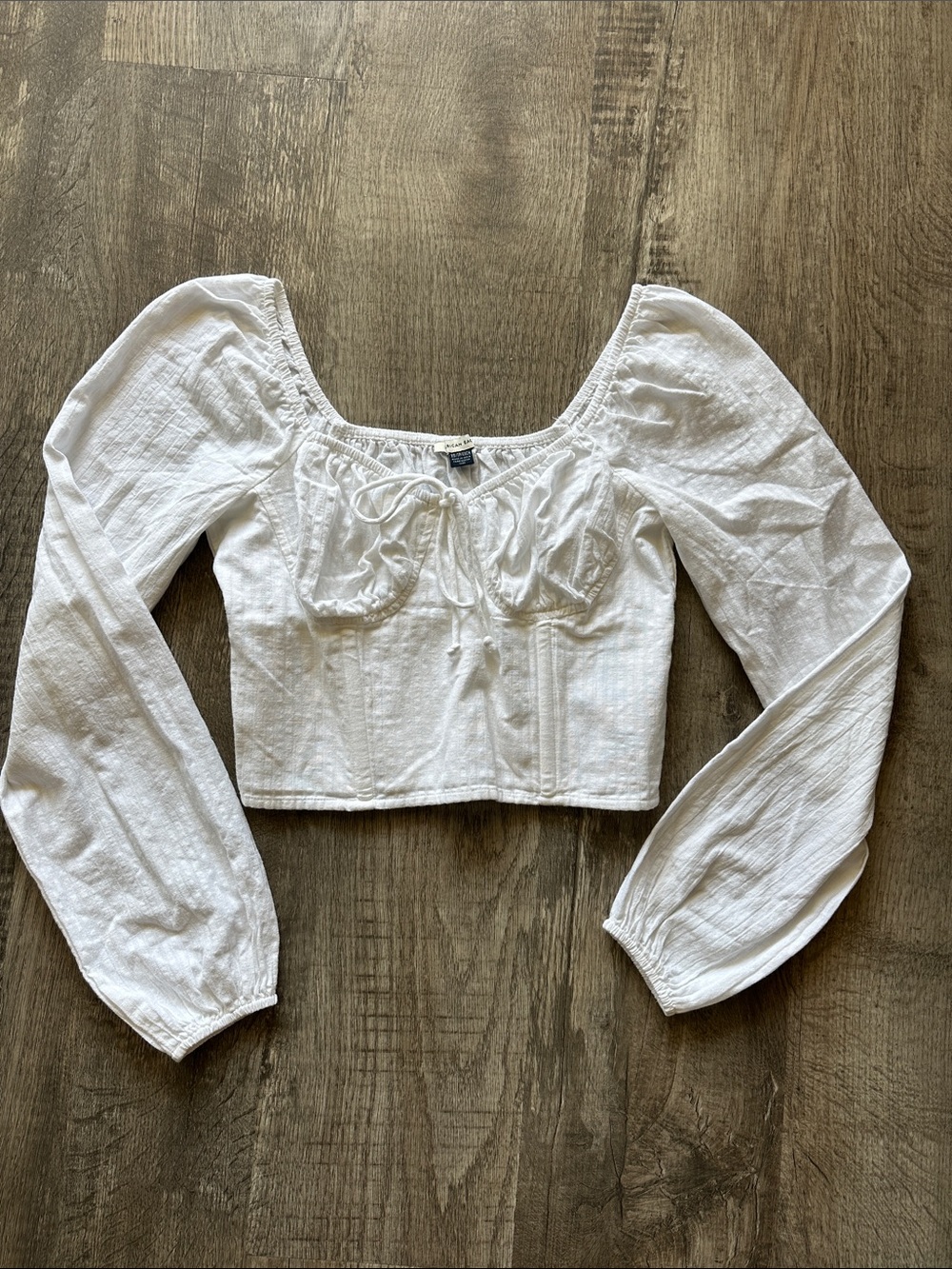 American Eagle Outfitters White Puff-Sleeve Corset Crop Top